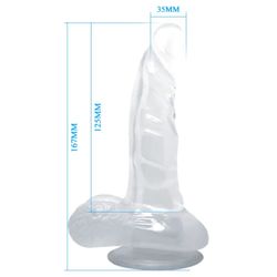 BAILE - DILDO REALÍSTICO CON VENTOSA Y TESTÍCULOS 16.7 CM TRANSPARENTE