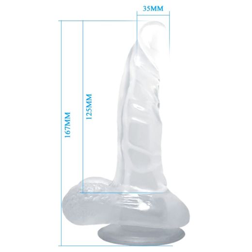 BAILE - DILDO REALÍSTICO CON VENTOSA Y TESTÍCULOS 16.7 CM TRANSPARENTE