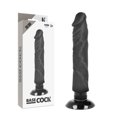 BASECOCK - VIBRADOR REALÍSTICO 2-1 NATURAL NEGRO 20 CM -O- 4 CM