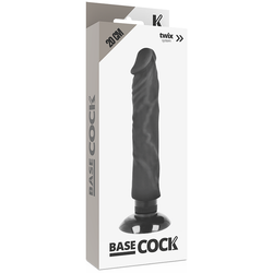 BASECOCK - VIBRADOR REALÍSTICO 2-1 NATURAL NEGRO 20 CM -O- 4 CM