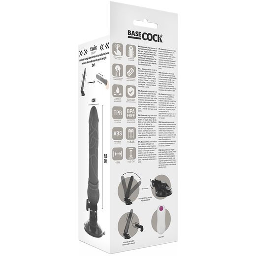 BASECOCK - VIBRADOR REALÍSTICO CONTROL REMOTO NEGRO 19.5 CM -O- 4 CM