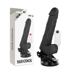 BASECOCK - VIBRADOR REALÍSTICO CONTROL REMOTO NEGRO CON TESTÍCULOS 19.5 CM -O- 4 CM