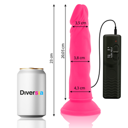 DIVERSIA - DILDO REALÍSTICO FLEXIBLE CON VIBRACIÓN ROSA 23 CM -O- 4.3 CM