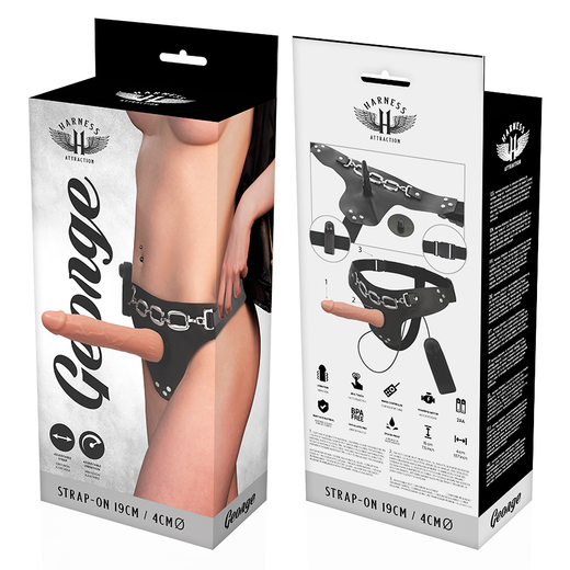 HARNESS ATTRACTION - ARNÉS  GEORGE REALÍSTICO VIBRADOR 19 CM -O- 4 CM