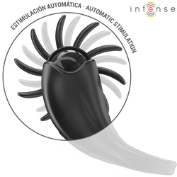 INTENSE - MABEL ANILLO VIBRADOR 10 VIBRACIONES CON ESTIMULADOR DE CLÍTORIS NEGRO