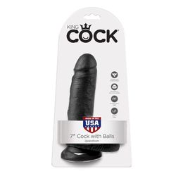 KING COCK - 7 PENE REALÍSTICO NEGRO 17.8 CM