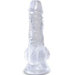 KING COCK - CLEAR PENE REALÍSTICO CON TESTÍCULOS 10.1 CM TRANSPARENTE