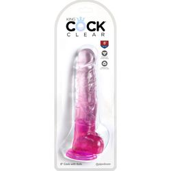 KING COCK - CLEAR PENE REALÍSTICO CON TESTÍCULOS 16.5 CM ROSA