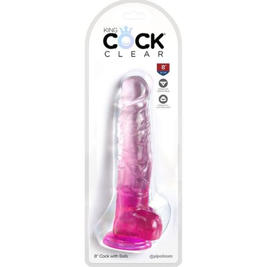 KING COCK - CLEAR PENE REALÍSTICO CON TESTÍCULOS 16.5 CM ROSA