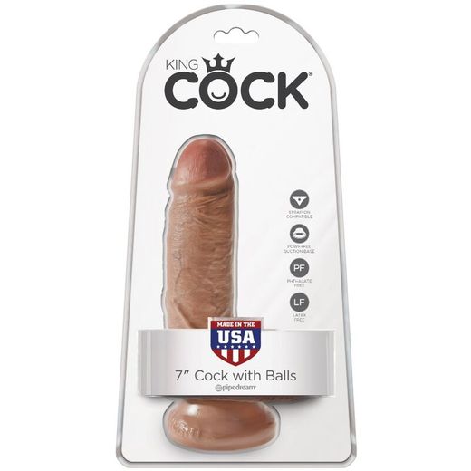 KING COCK - PENE REALÍSTICO CON TESTÍCULOS 13.2 CM CARAMELO