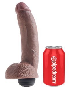 KING COCK - PENE REALÍSTICO EYACULADOR MARRÓN 22.86 CM