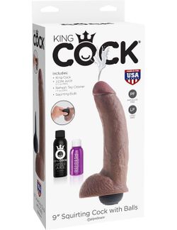 KING COCK - PENE REALÍSTICO EYACULADOR MARRÓN 22.86 CM