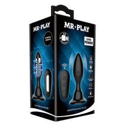 MR PLAY - PLUG ANAL CON VIBRACIÓN NEGRO CONTROL REMOTO
