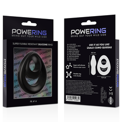 POWERING - SUPER FLEXIBLE Y RESISTENTE ANILLO PENE Y TESTÍCULOS  PR14  NEGRO