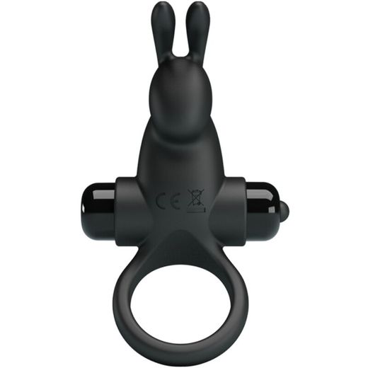 PRETTY LOVE - ANILLO VIBRADOR + ESTIMULADOR RABBIT CLÍTORIS 10 VIBRACIONES NEGRO