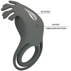 PRETTY LOVE - RUBEN DOBLE ANILLO VIBRADOR CON ESTIMULADOR GRIS