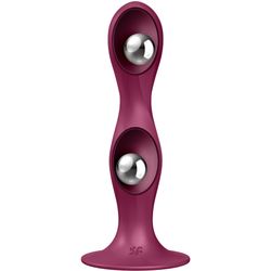 SATISFYER - DOUBLE BALL-R DILDO SILICONA GRANATE